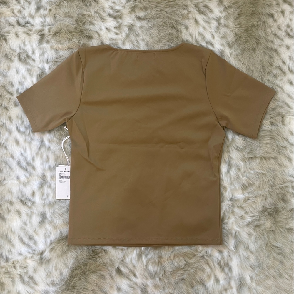 NWT Good American Women's Scoop Neck Crop Scuba Knit T-Shirt - Picture 11 of 15